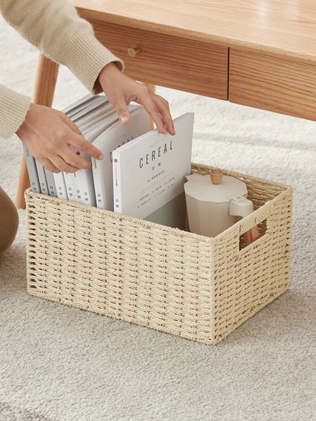 Panier de rangement osier blanc